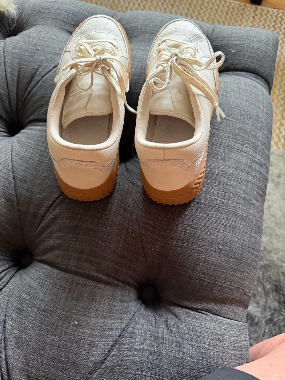 Sorel Women's Cream Leather Sneakers with Gum Brown Platform Sole